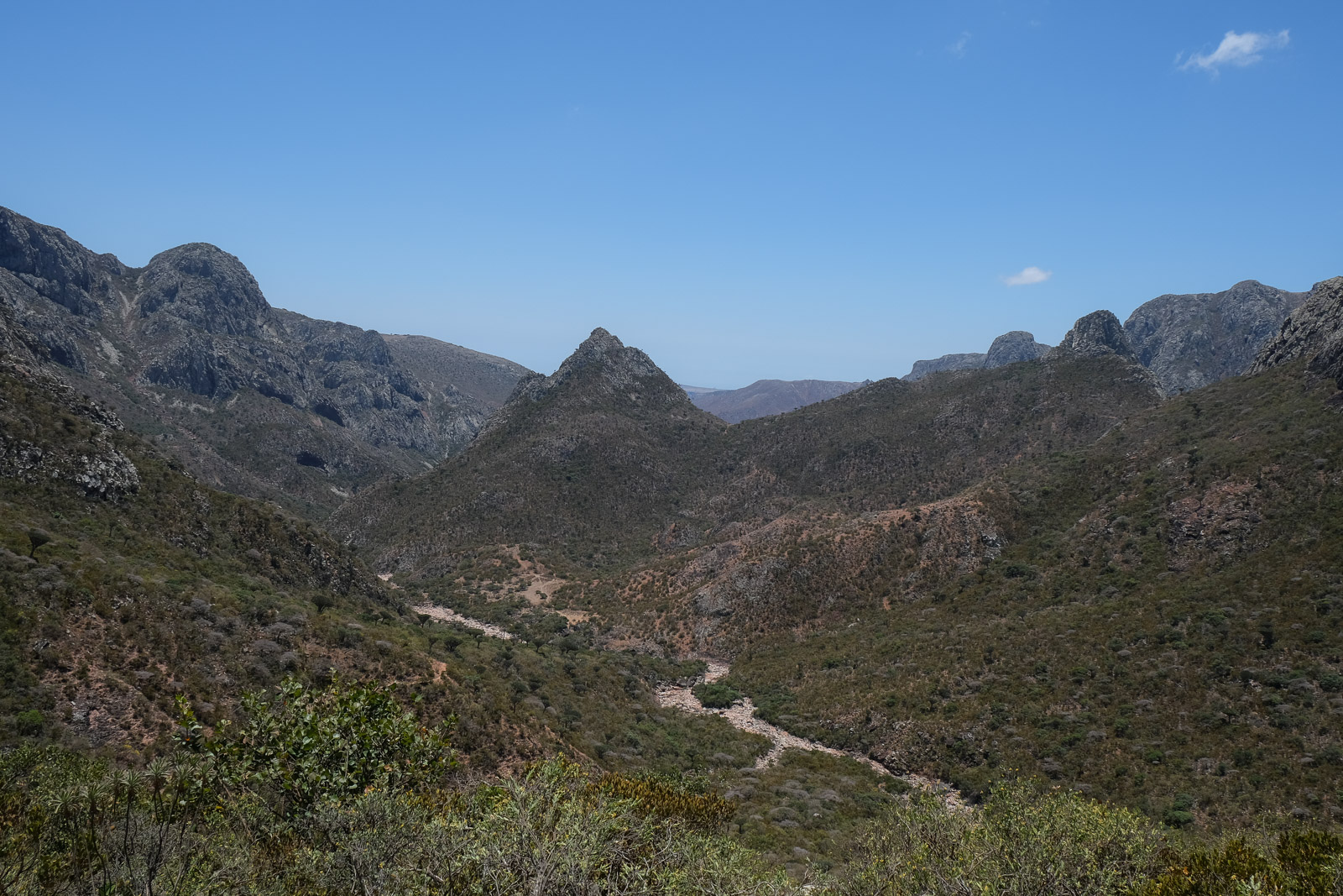 View of dried canyon river=